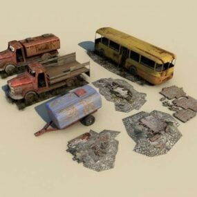 Model 3D Reruntuhan Weathered
