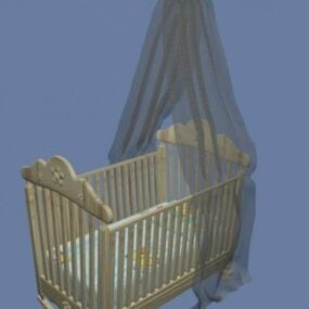 Wooden Baby Cradle 3d model