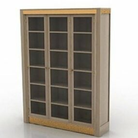 3д модель деревянного стеклянного книжного шкафа