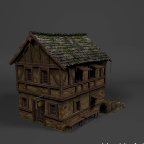 中世の家の建物の3Dモデル