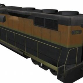पुरानी ट्रेन का इंजन Lowpoly 3d मॉडल