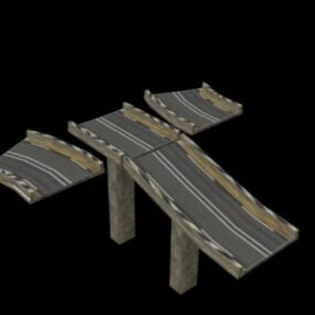 Stone Arch Bridge With Roof Cover 3d model