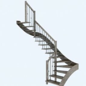 Modelo 3D de escadas curvas de metal