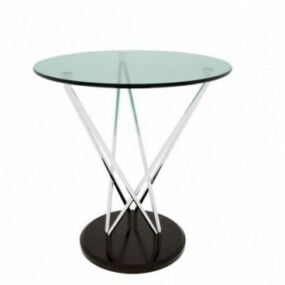 Modelo 3d de mesa redonda de vidro