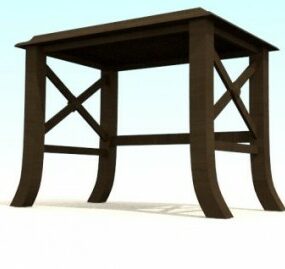 पुराने घर की लकड़ी की मेज 3डी मॉडल