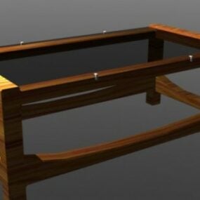 Drewniany szklany stół Model 3D