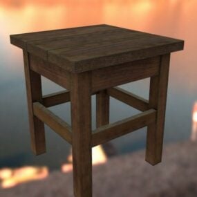 Eenvoudig oud houten stoel 3D-model