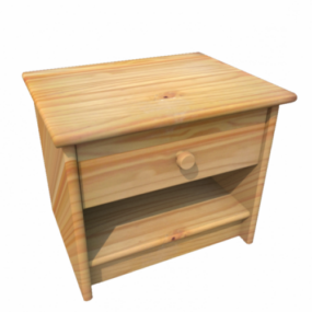 लकड़ी की बेडसाइड टेबल 3डी मॉडल