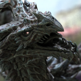 3д модель анимированного персонажа дракона Алдуина