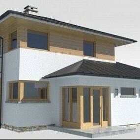 3d модель сучасного будинку з бамбука