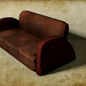 3д модель кожаного дивана и кресла