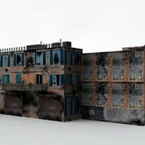 Modelo 3d de blocos de casas antigas