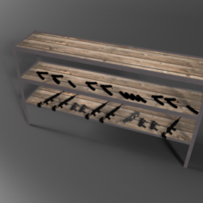 Ancienne étagère en bois modèle 3D