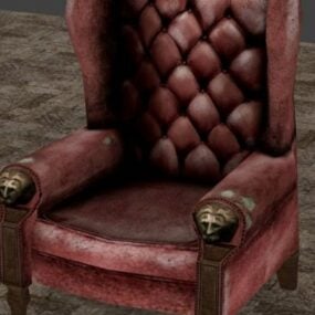 3д модель старинного кожаного кресла