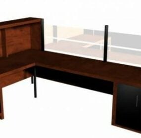 Wooden Office Pc Desk 3d model
