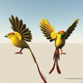 2 oiseaux jaunes modèle 3D