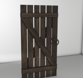 Modelo 3d de porta de madeira