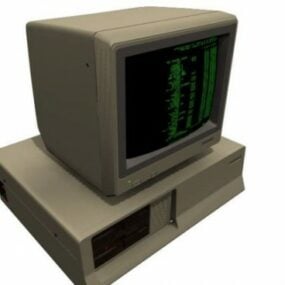 Old Computer With Crt Keyboard 3d model