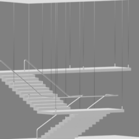 3D model zavěšeného schodiště