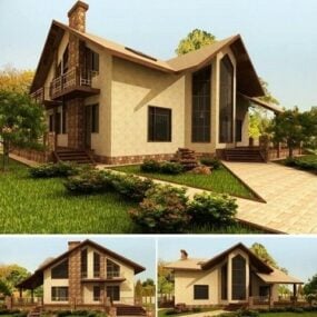 Modelo 3D da cena externa da casa