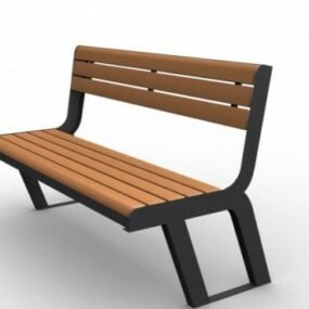 Wooden & Metal Park Bench 3d model