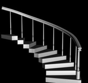 نموذج الدرج المنحني والدرابزين ثلاثي الأبعاد