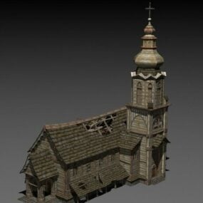 Modello 3d della costruzione di una chiesa abbandonata