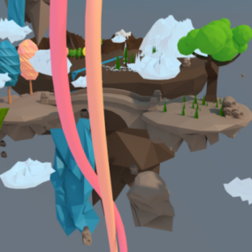 Scène de paysage Low Poly modèle 3D
