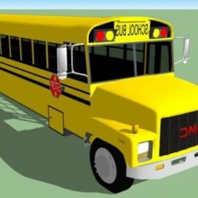 Modello 3d dello scuolabus giallo