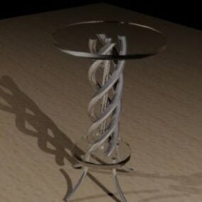 طاولة معدنية مستديرة زجاجية نموذج ثلاثي الأبعاد