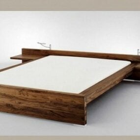 现代白蜡木床3d模型