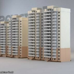 Edificio de apartamentos modelo 3d