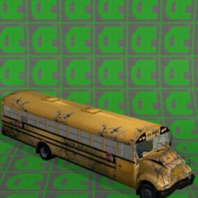 School Bus Wrecked 3d model