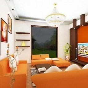 Modello 3d interno della decorazione del soggiorno