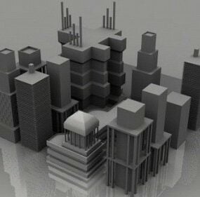 Modelo 3d de edificios urbanos de la torre de la ciudad