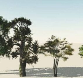 橡树和棕榈树 3d model
