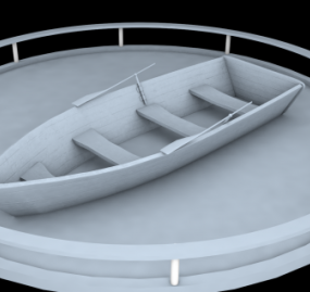 نموذج القارب الخشبي الصيني القديم ثلاثي الأبعاد