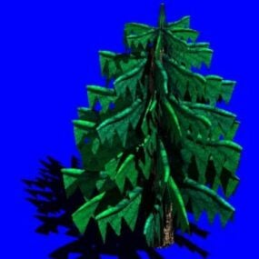 Modelo 3d de árbol de pino cómico de dibujos animados