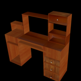 Home Pc Wooden Desk 3d model