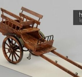 Asian Wooden Cart 3d model