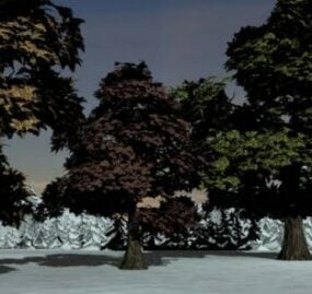 Conjunto de árvores de carvalhos da coleção Modelo 3d