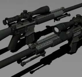 Sr25 Gun Weapon 3d model
