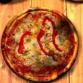 Mô hình 3d đồ ăn Pizza tròn