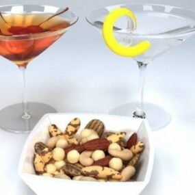 Gin With Nuts Drink Set 3d model