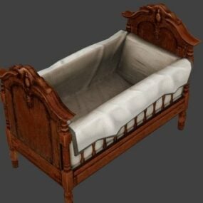 Classic Wooden Cradle 3d model