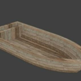 Modelo 3D de barco de madeira simples