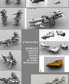 7 Space Ship Pack 3D-malli