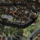 Średniowieczna scena zewnętrzna miasta