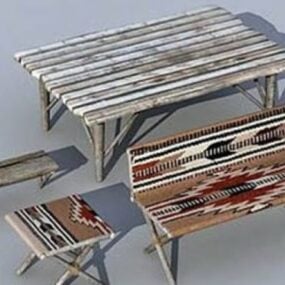 गार्डन फर्नीचर टेबल और कुर्सी 3डी मॉडल
