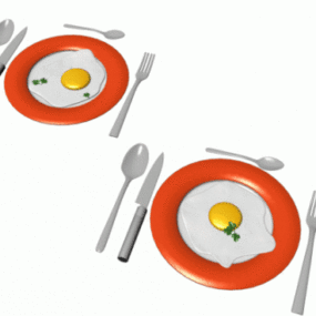 튀긴 계란 음식 세트 3d 모델